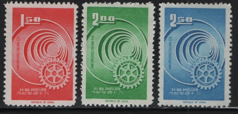 CHINA, (3) SET, 1438-1440, NO GUM AS ISSUED, MNH, 1965, Rotary emblem