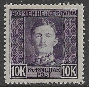 BOSNIA  AND HERZEGOVINIA 1917 10k Emperor Karl I Issue Sc 122 MH