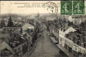 France Postcard 1918 Châteauroux Indre, View of the City, Commercial Buildings