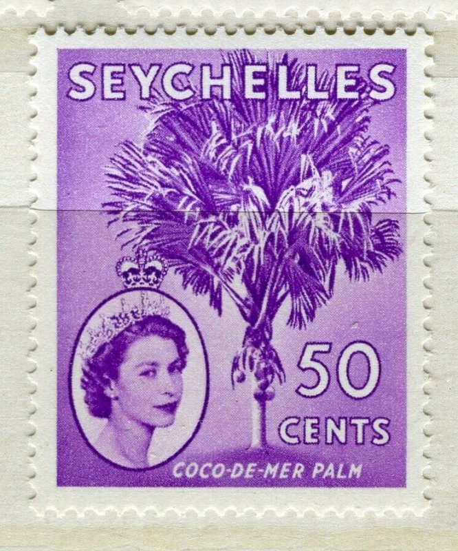 SEYCHELLES; 1953 early QEII issue fine Mint MNH unmounted 50 c. value