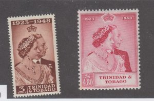 TRINIDAD # 64-65 VF-MNH 1948 KGV1 SILVER WEDDING (NI)