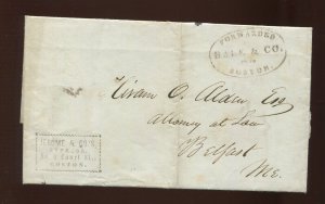 1844 Jerome and Hale & Co. Conjunctive Use Locals Cover Boston to Belfast ME