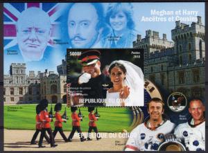 Congo 2018 Royal Wedding Harry-Meghan/Churchill/Diana/Space Apollo 11 S/S Perf.