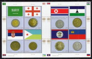 UN Geneva 546 Flags Coins Souvenir Sheet MNH VF