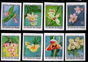 North Viet Nam Scott 822-829 Orchid Flower Imperforate NGAI set