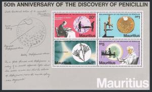 Mauritius 468a sheet,MNH.Michel Bl.7. Discovery of penicillin,50,1978.A.Fleming.