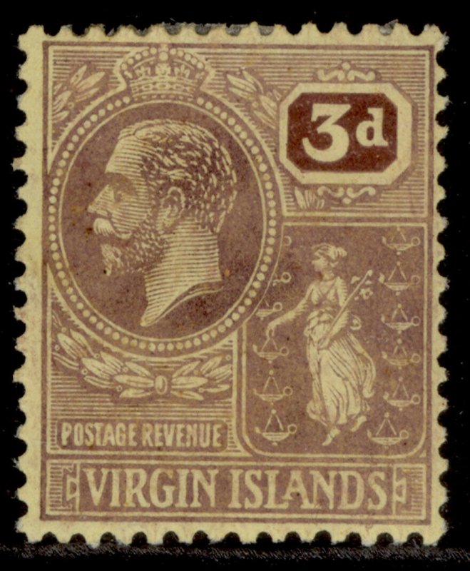 BRITISH VIRGIN ISLANDS GV SG96, 3d purple/pale yellow, M MINT. 