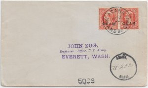 Agana, Guam to Everett, WA 190x Pair Guam Sc #11 Extremely Rare on Cover (hk0010