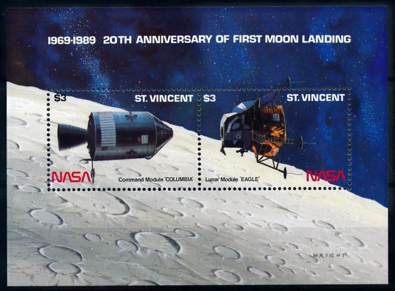 [66156] St. Vincent 1989 Space Travel Weltraum NASA Souvenir Sheet MNH