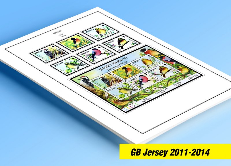 COLOR PRINTED JERSEY 2011-2014 STAMP ALBUM PAGES (46 illustrated pages)