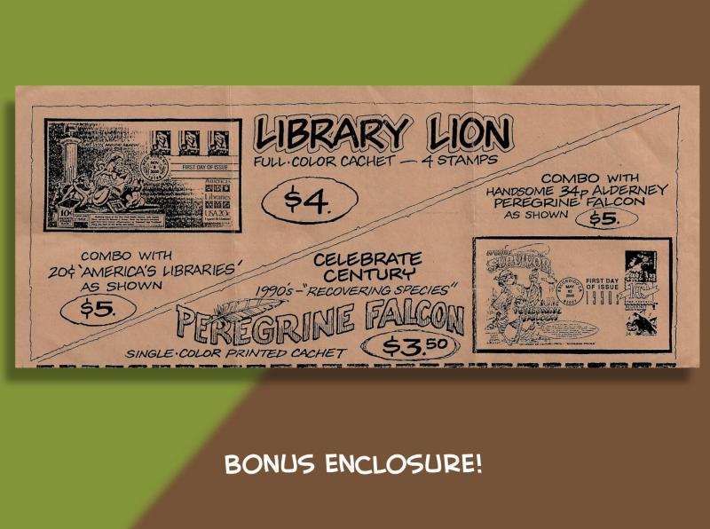 Library Lion Enjoys a Good Read on Presort Coil Bennett Cachetoons FDC