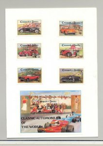 Dominica #810-816 Automobiles 6v & 1v S/S Imperf Proofs Mounted in Folder