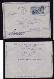 Canada cover-10c Aerogramme-A24-to Germany-Ajax,Ont-7 6 1960-postal stationery-