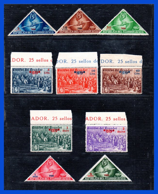 1939 - Ecuador - Colón Unissued Set Completo 10 val. estampillada s/ montar - 41