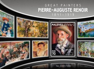 MALDIVES - 2016 - Pierre-Auguste Renoir - Perf Souv Sheet - Mint Never Hinged