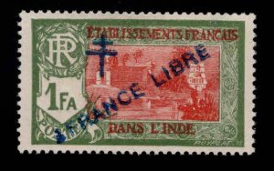 FRENCH INDIA  Scott 165 MH* France Libre  overprint