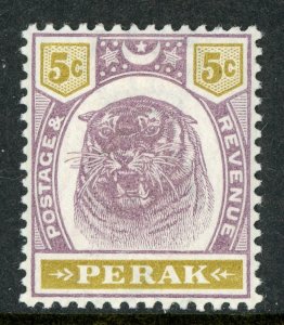 Malaya 1895 Perak 5¢ Lilac & Olive Tiger Scott 51 Mint K73 ✔️