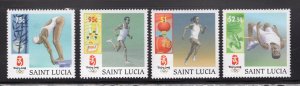 St. Lucia 2008 Set of 4 Beijing Olympics, Scott 1247-1250 MNH, value = $4.00