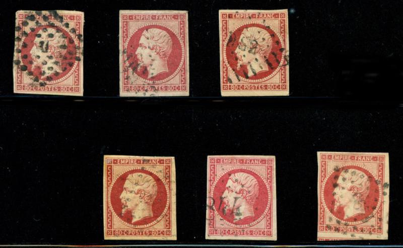 momen: France Stamps #19 Used 6 Examples Diff. Shades