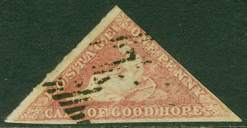 EDW1949SELL : CAPE OF GOOD HOPE 1858 Stanley Gibbons #5a Rose VF, Used. Cat £350