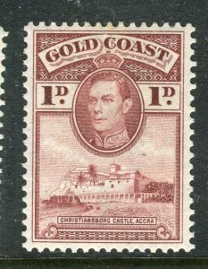 GOLD COAST; 1938 early GVI Pictorial issue Mint hinged 1d. value