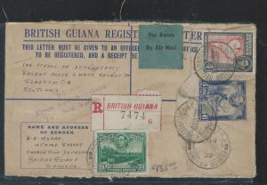 BRITISH GUIANA (P2109B) KGVI 6C RLE UPRATED 2C+4C+6C+24C A/M TO ENGLAND 1939 