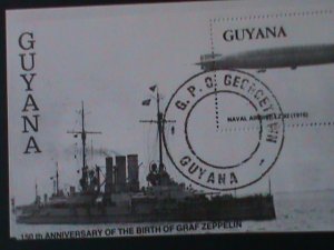 ​GUYANA-ANCIENT -150TH ANNIV: BIRTH OF GRAF ZEPPELIN- CTO S/S VF LAST ONE