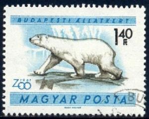 Polar Bear, Hungary stamp SC#1352 used