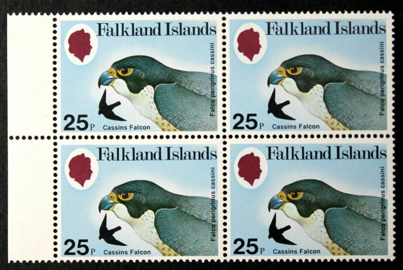 Falkland Islands #309 MNH Block of 4 Cassin's Falcon 1980 Post Office Fresh