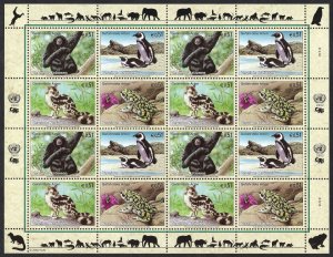 UN Vienna #308-311 51¢ Endangered Species (2002). Full mini-sheet. MNH