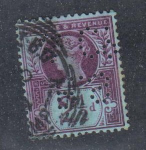 Great Britain,  Queen Victoria 2 1/2p  PERFIN - R.S. & Co (SC# 114) Used