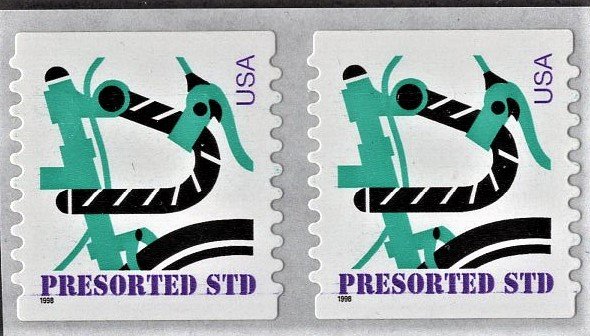 US 3228 MNH VF/XF 10 Cent Green Bicycle (Small 1998) Pair