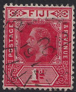 Fiji 1912 – 23 KGV 1d Bright Scarlet used SG 127a ( R1157 )