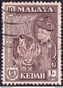 MALAYA KEDAH 1957 10c Deep Brown SG97 FU