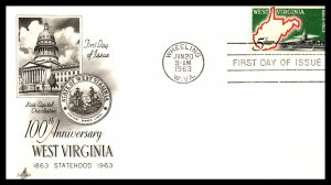 US 1232 West Virgina Statehood Artcraft U/A FDC