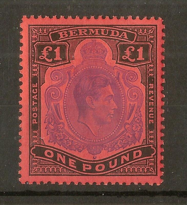 Bermuda 1951 GVI £1 Keyplate SG121d Perf 13 Mint Cat£55