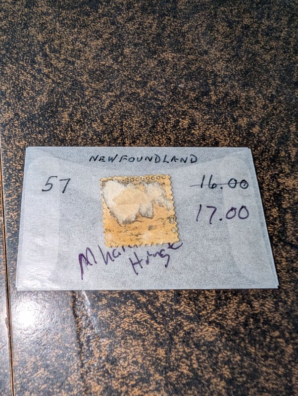newfoundland #57 Mint with a hard Hinge