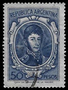 Argentina #890 Used; 50p Gen Jose San Martin (1970)