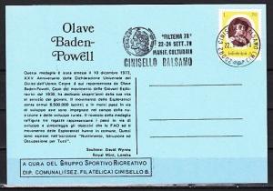 Italy, 22-24/SEP/78 issue. Olive Baden Powell, cancel on #1 Cachet Post Card.