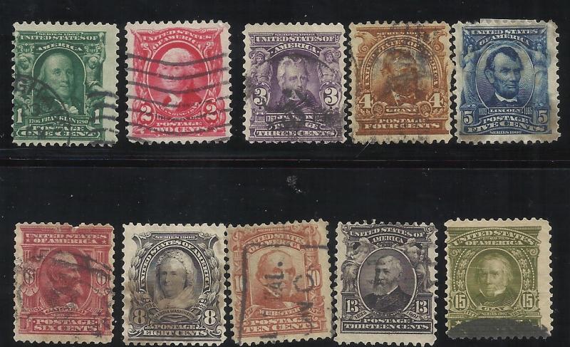 300-309 1c-15c Used, F, F/VF Centering