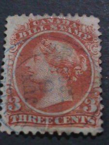 CANADA 1851 REVENUE-  170 YEARS OLD- QUEENS VICTORIA-BILL  STAMP USED-VF