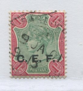 India QV 1900 1 rupee overprinted C.E.F. used