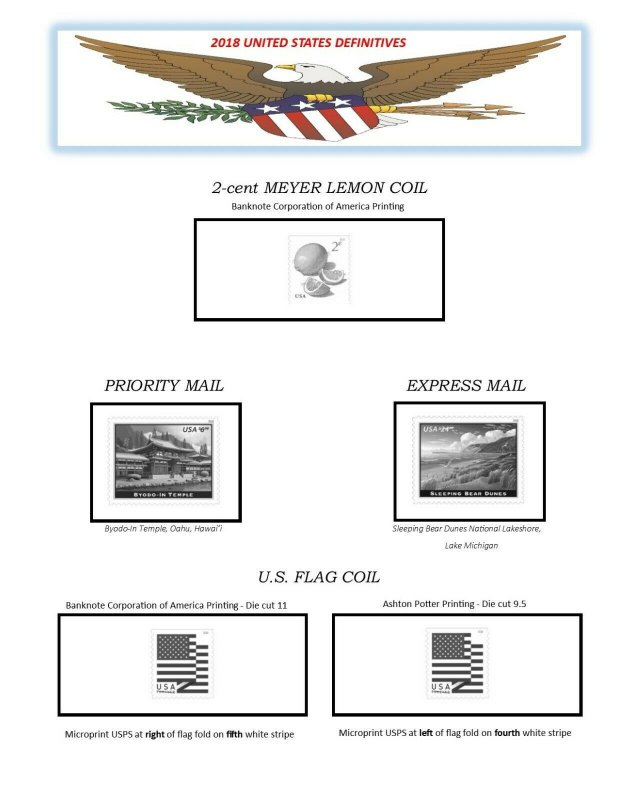 Mac's 2018 US Definitive/Coil/Bklet Stamp Supplement SIMPLIFIED Like White Ace 