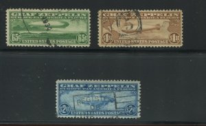 C13-C15 Graf Zeppelin Air Mail Used Set of 3 Stamps (By 1958)