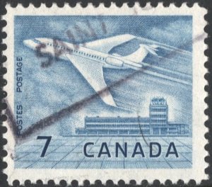 Canada SC#414 7¢ Douglas DC-9 Airliner and Upland Airport, Ottawa (1964) Used