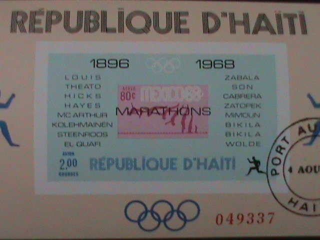 ​HAITI-PROMOTE-MEXICO'68 MARATHONS  CTO IMPERF S/S-VF-EST.$8- HARD TO FIND