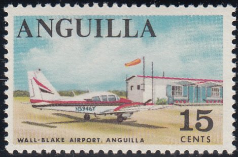 Anguilla 1967-68 MNH Sc #24 15c Wall-Blake Airport, airplane