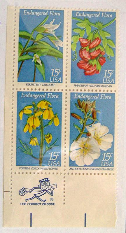 S139 US 1768a Endangered Flora 15c blk of 4 MNH cv $1.25