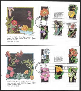 UNITED STATES FDCs (10) 29¢ Flowers Complete set 1992 Gill Craft