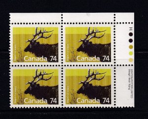 Canada 1988 - Mammal Def. Wapiti  - MNH PL.Block UR # 1177